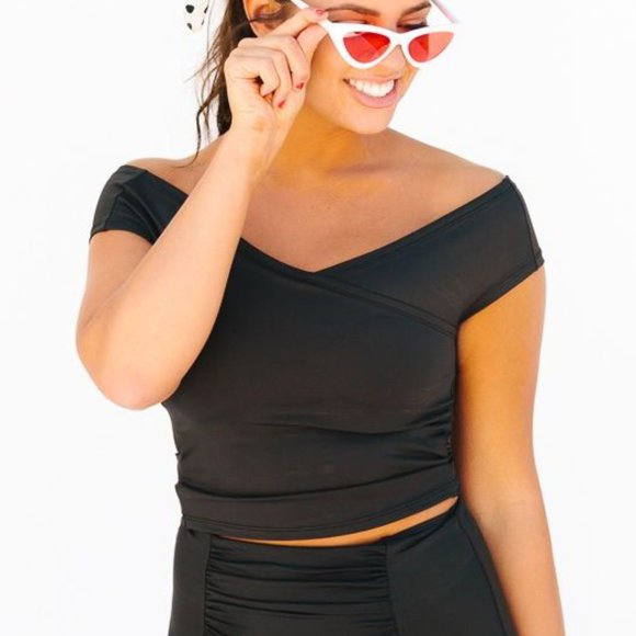 Kortni Jeane Other - Kortni Jeane Women's Off Shoulder Bikini Swim Top in Black